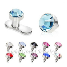 G23 Titanium Base Rhinestone Dermal Anchor Body Jewelry